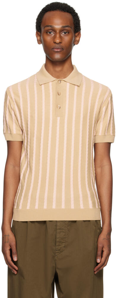 King & Tuckfield Brown Textured Stripe Polo Cover