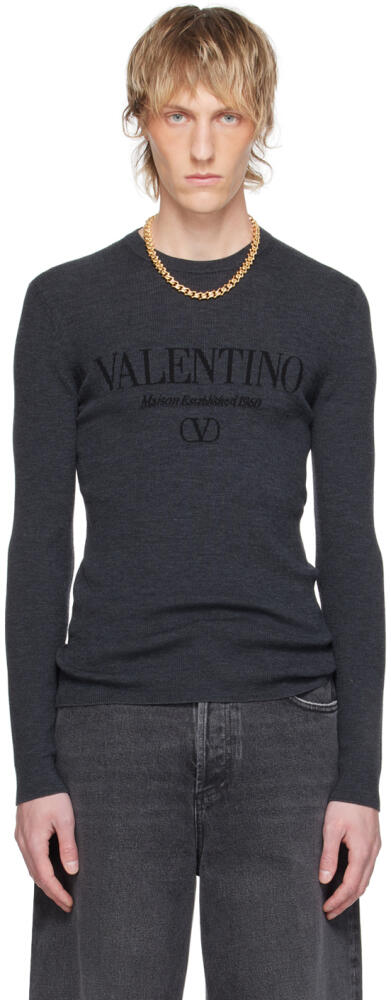 Valentino Gray Jacquard Sweater Cover