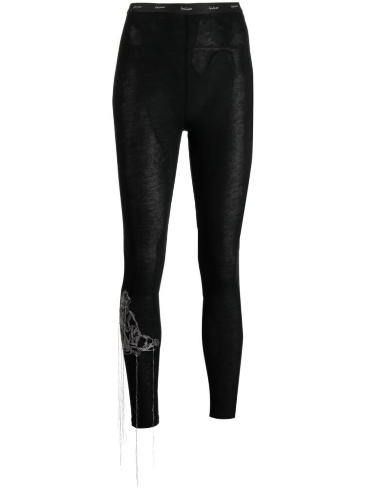 Yohji Yamamoto decorative-stitching cotton leggings - Black Cover