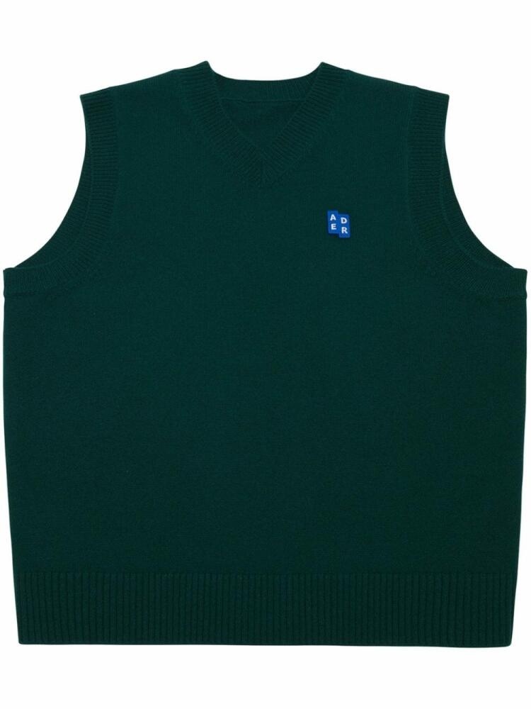 Ader Error logo-patch knitted vest top - Green Cover