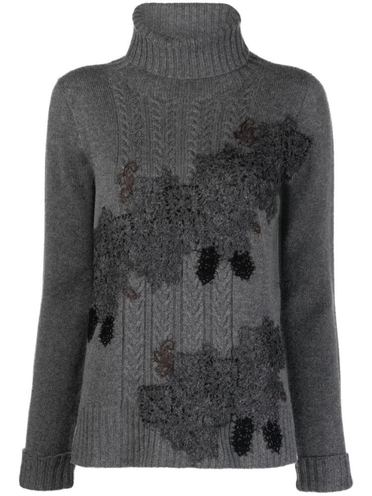 D.Exterior roll-neck embroidered-motif jumper - Grey Cover