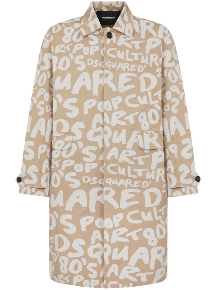 DSQUARED2 logo-print trench coat - Neutrals Cover