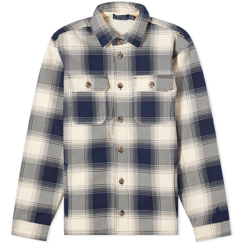 Polo Ralph Lauren Men's Quilted Plaid Overshirt in Winter Cream/Newport Navy Cover