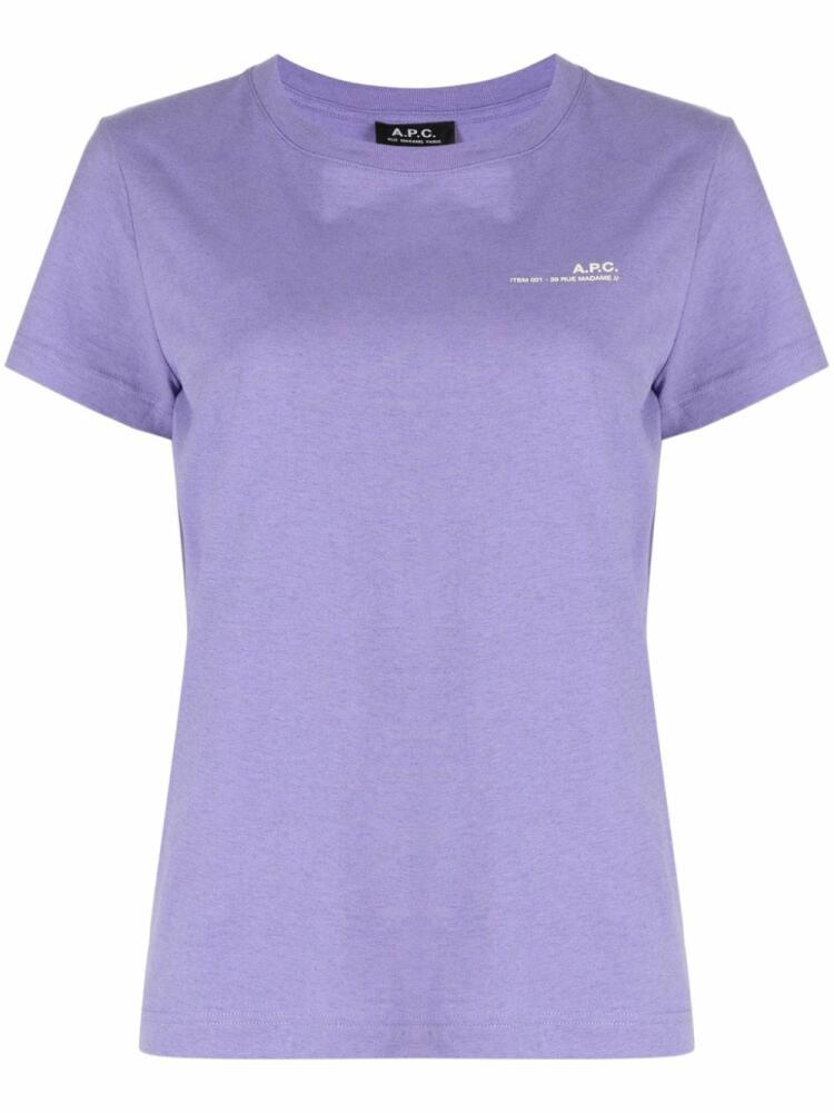 A.P.C. logo-print cotton T-shirt - Purple Cover