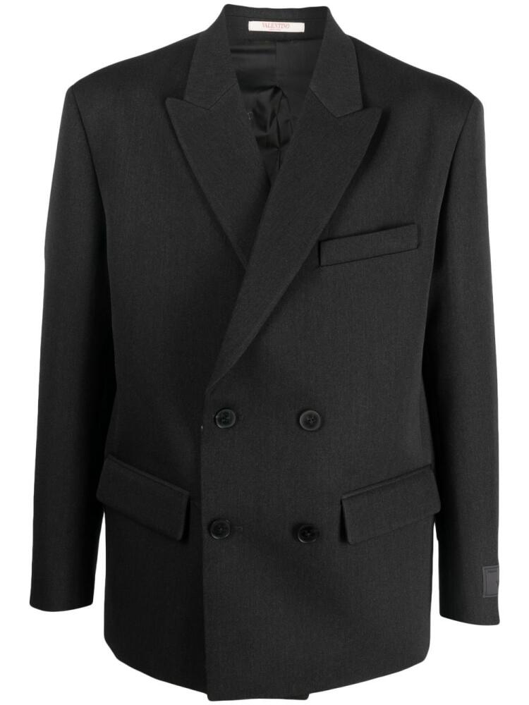 Valentino Garavani double-breasted virgin wool blazer - Grey Cover