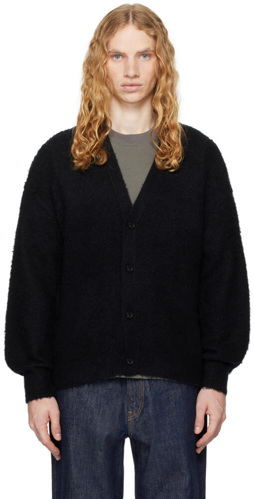 AURALEE Black Brushed Wool Cashmere Silk Cardigan Cover