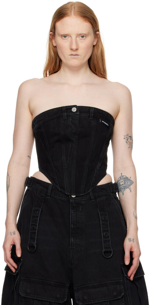 VETEMENTS Black Paneled Denim Tank Top Cover