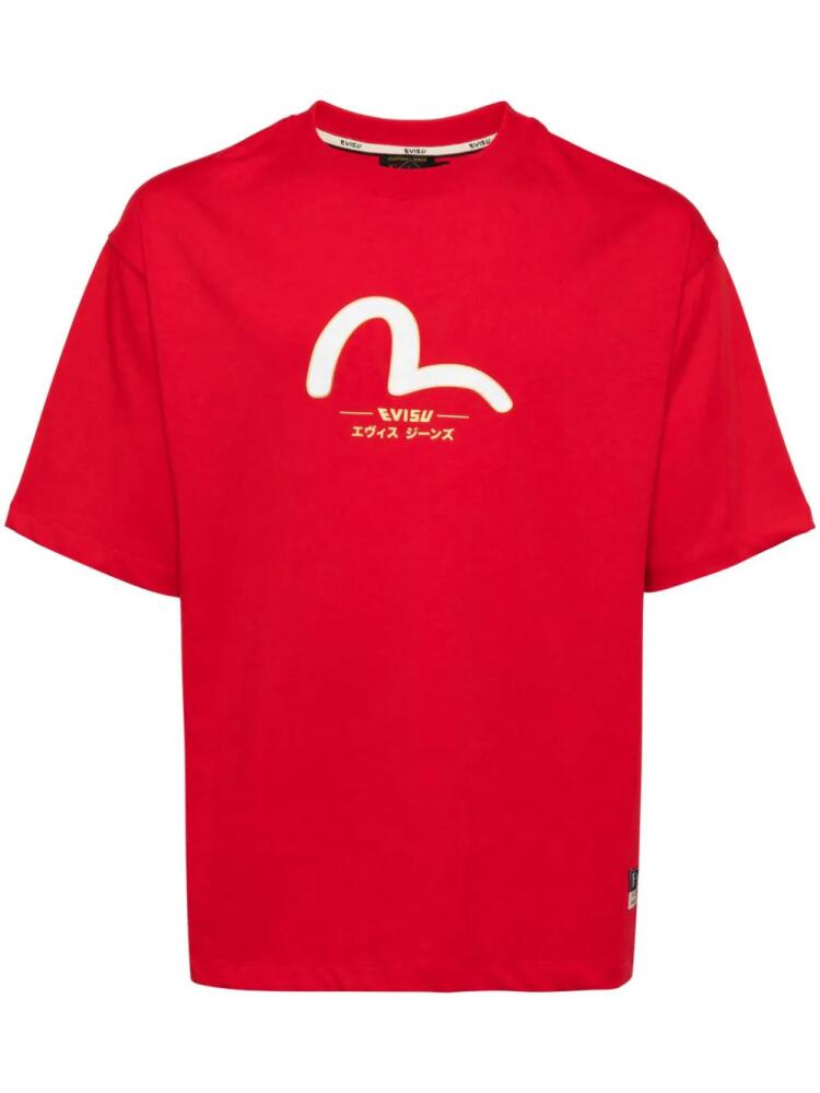 EVISU Daicock and Gold Kamon cotton T-shirt - Red Cover