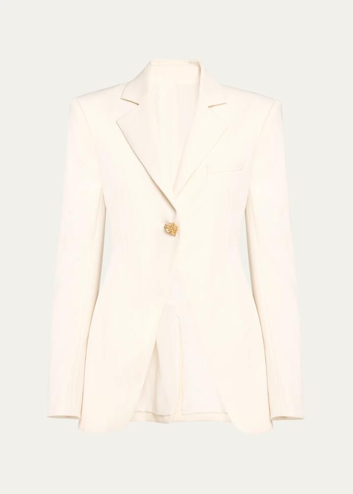 Oscar de la Renta Jeweled-Button Slim Single-Breasted Blazer Jacket Cover