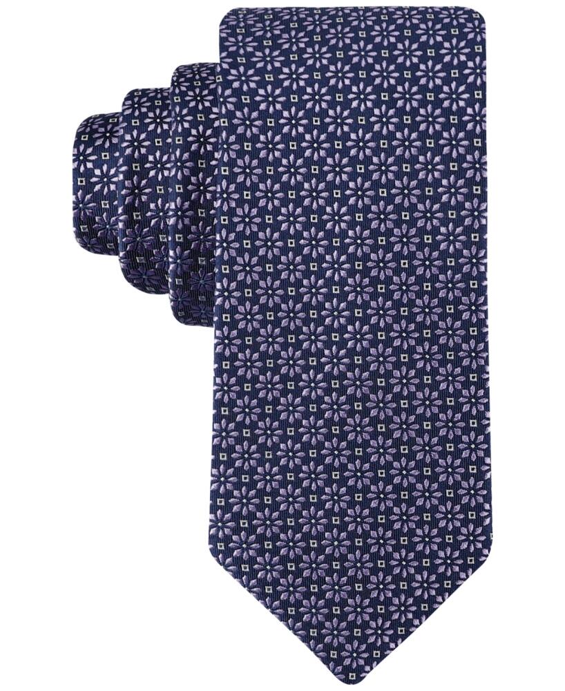 Tommy Hilfiger Men's Classic Daisy Medallion Neat Tie - Navy/purple Cover