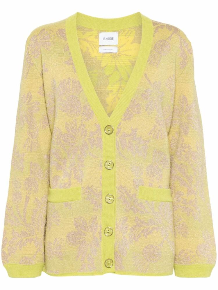 Barrie floral-intarsia V-neck cardigan - Yellow Cover