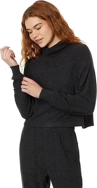 Madewell Brushed Jersey Funnelneck Sweater (Heather True Black) Women's Clothing Cover