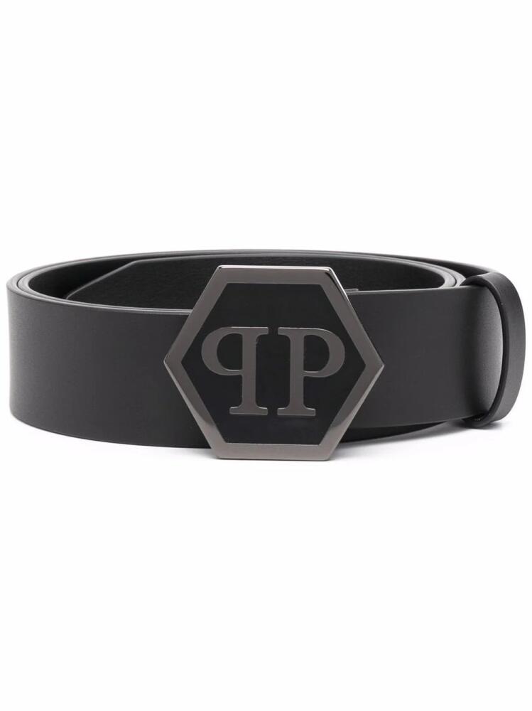 Philipp Plein hexagonal logo-buckle belt - Black Cover