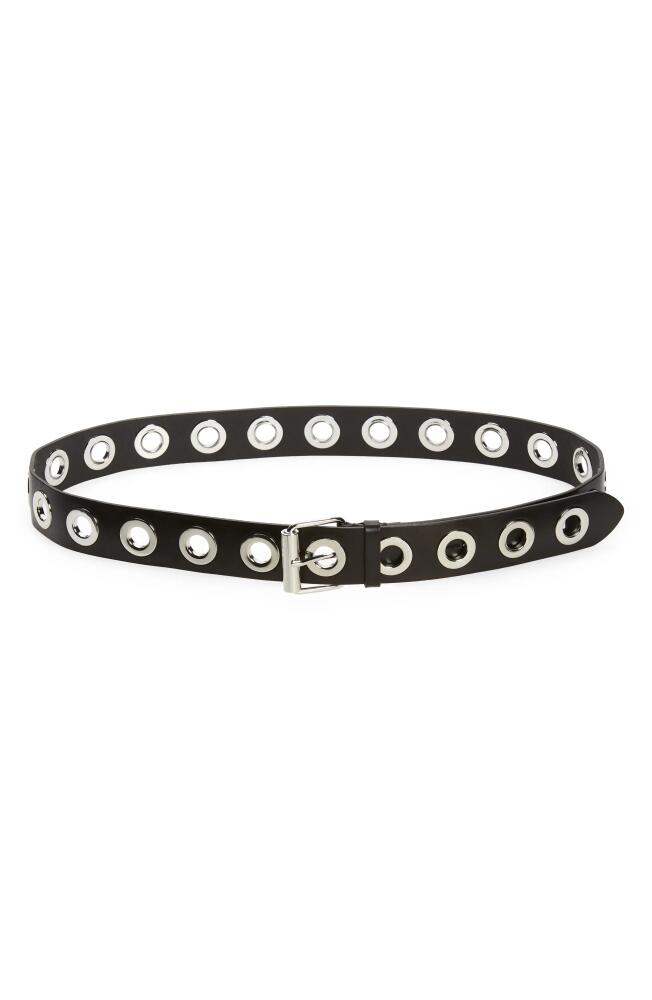 AllSaints Eyelet Leather Belt in Black/Shiny Nickel Cover