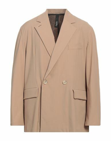 Hevò Man Blazer Camel Virgin Wool, Polyester, Elastane Cover