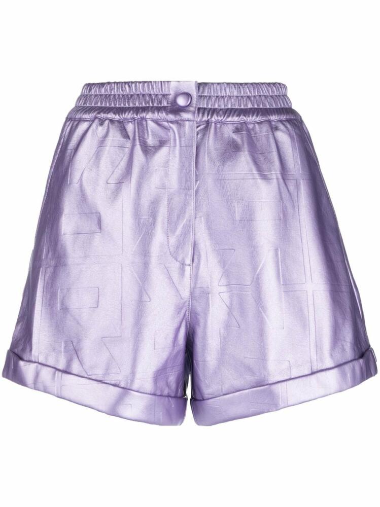 ROTATE BIRGER CHRISTENSEN Belina embossed-logo metallic shorts - Purple Cover