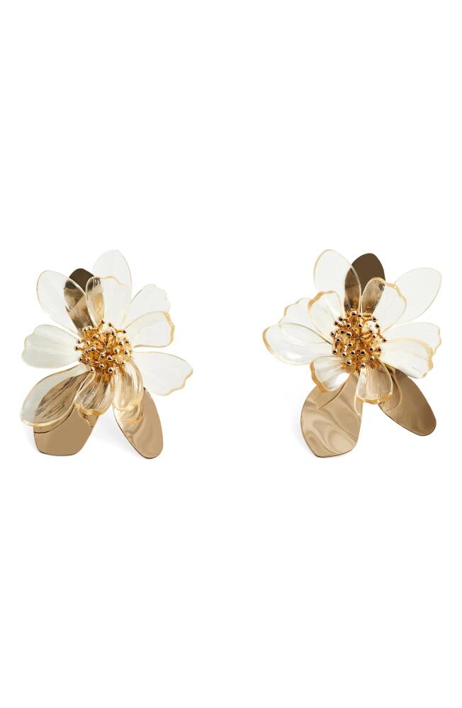 MANGO Maxi Flower Drop Earrings in Gold Cover