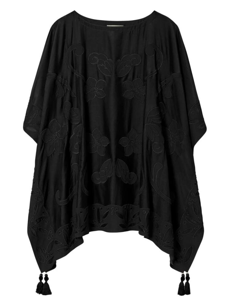 Tory Burch floral-embroidered beach caftan - Black Cover