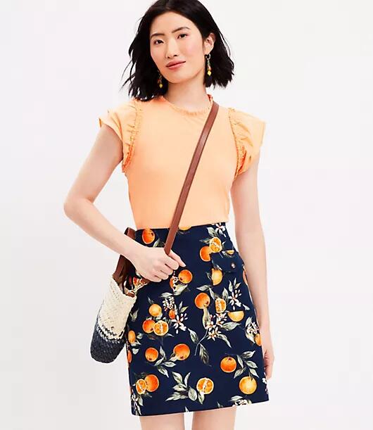 Loft Orange Harvest Button Pocket Shift Skirt Cover