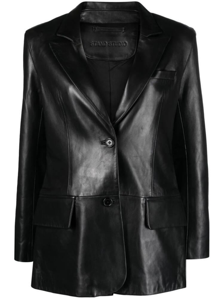 STAND STUDIO Iggy leather single-breasted blazer - Black Cover