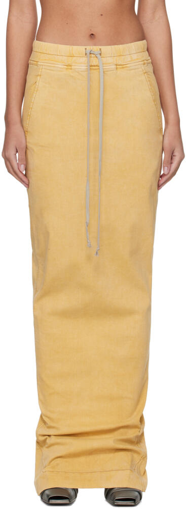 Rick Owens DRKSHDW Yellow Pull On Pillar Denim Maxi Skirt Cover