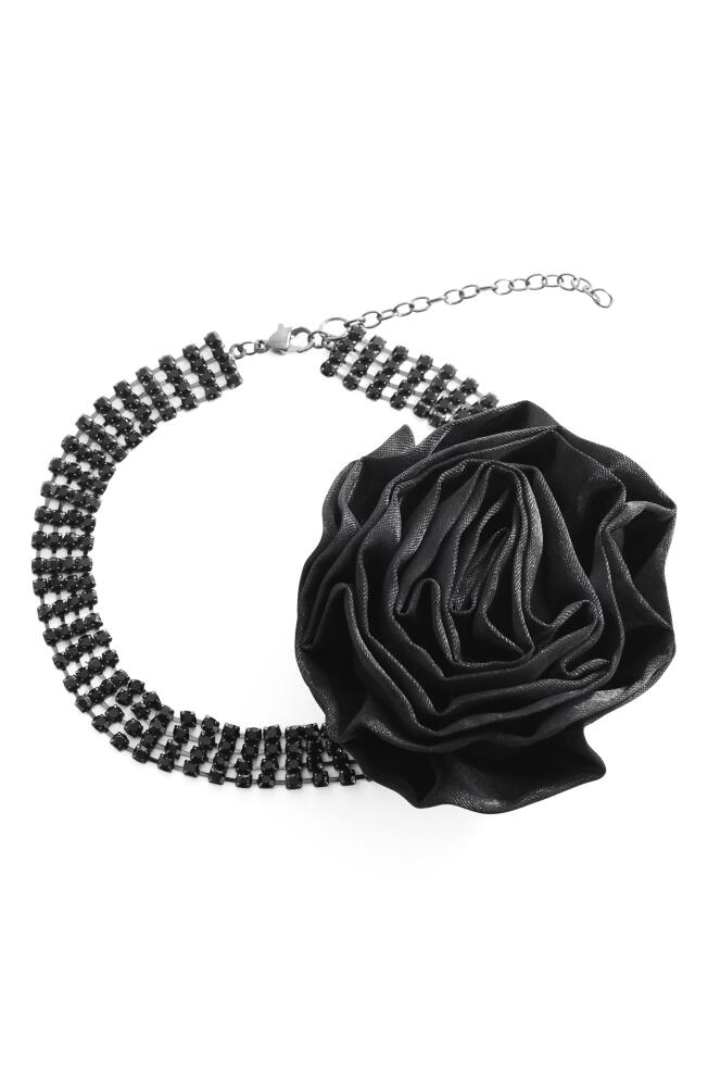 MANGO Maxi Flower Choker Necklace in Black Cover