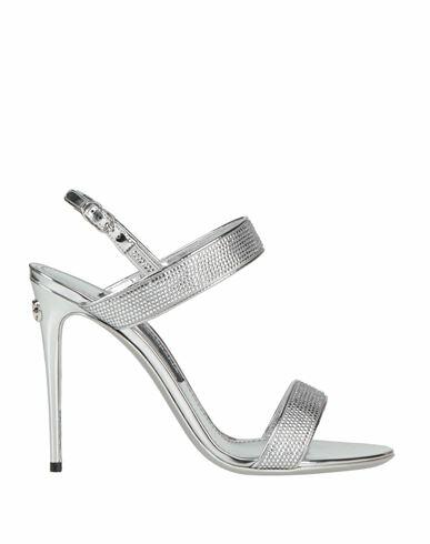 Dolce & gabbana Woman Sandals Silver Viscose, Polyurethane, Silk, Polyester, Goat skin Cover