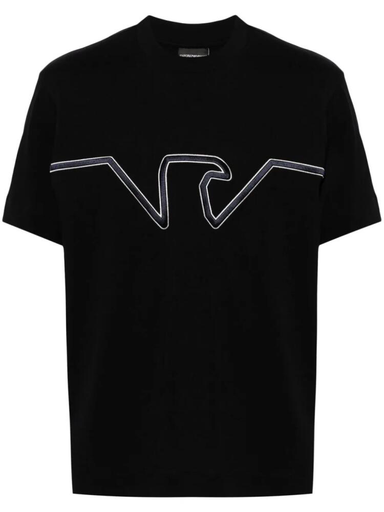 Emporio Armani logo-embroidered cotton T-shirt - Blue Cover