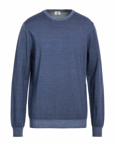 Luigi Borrelli Napoli Man Sweater Slate blue Merino Wool Cover