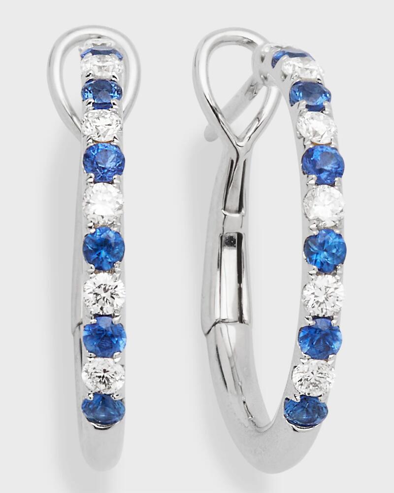 Frederic Sage 18K White Gold Sapphire Diamond Medium Hoop Earrings Cover