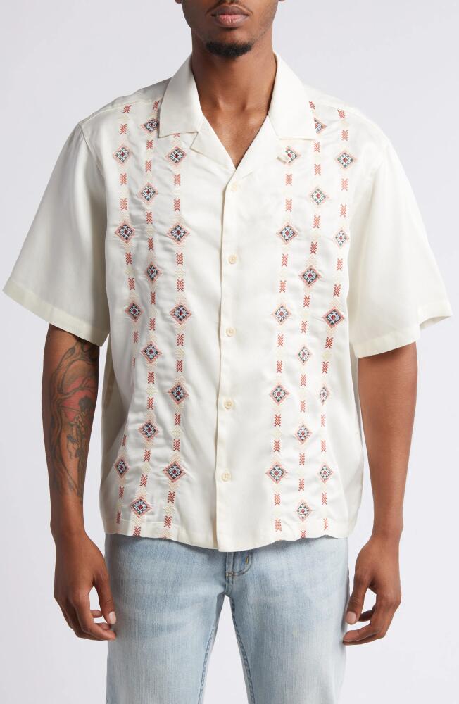 PacSun Archie Embroidered Tencel Lyocell Camp Shirt in Cream Cover