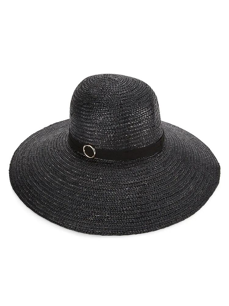 Bruno Magli Women's Banded Straw Sun Hat - Black Cover