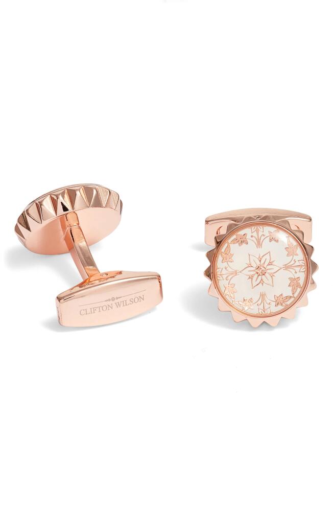 CLIFTON WILSON Floral Cuff Links in Rose Gold Cover