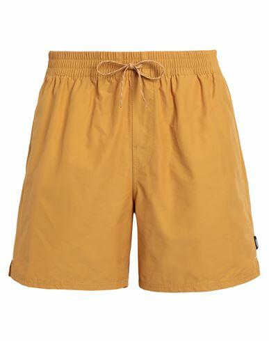 Vans Primary Solid Elastic Boardshort Man Beach shorts and pants Ocher Cotton, Nylon Cover