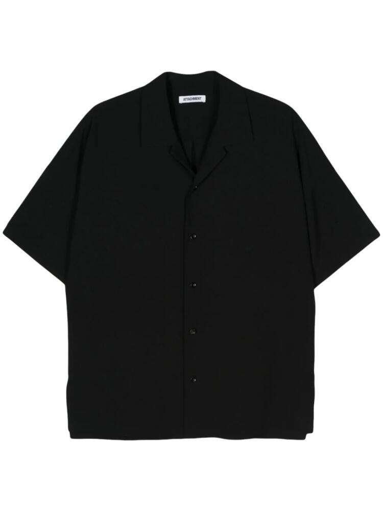 Attachment notched-collar wool shirt - Black Cover