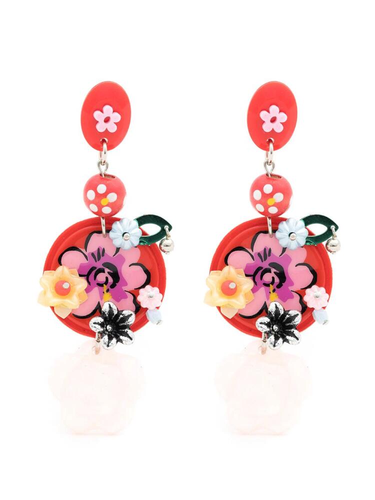 Amir Slama floral-print drop earrings - Red Cover