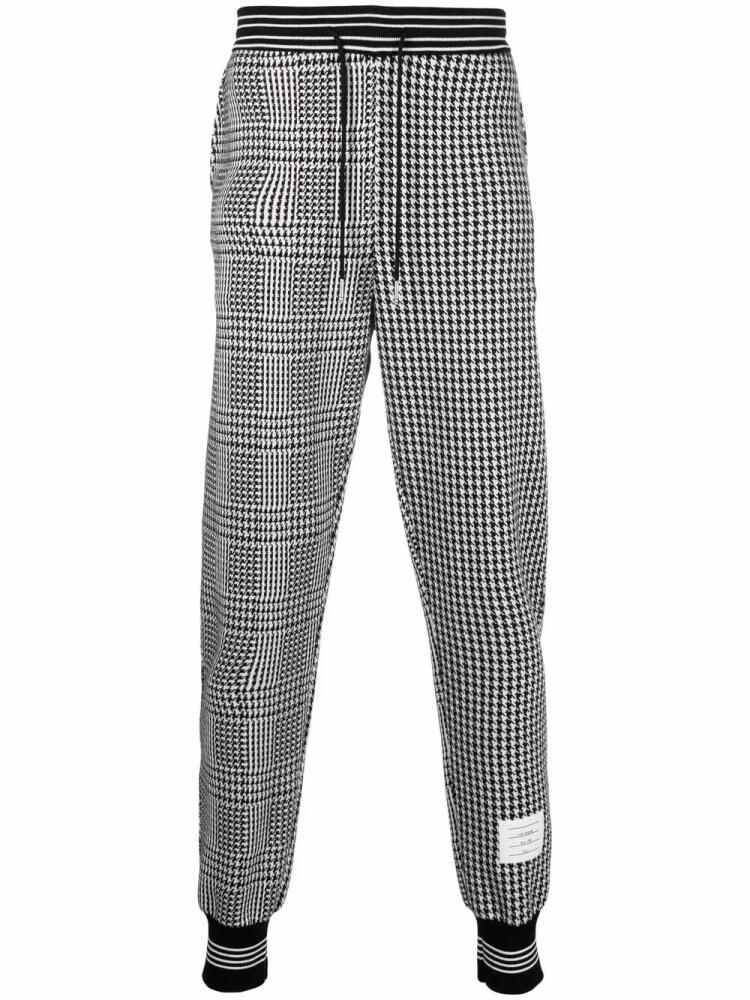 Thom Browne houndstooth print track pants - Black Cover