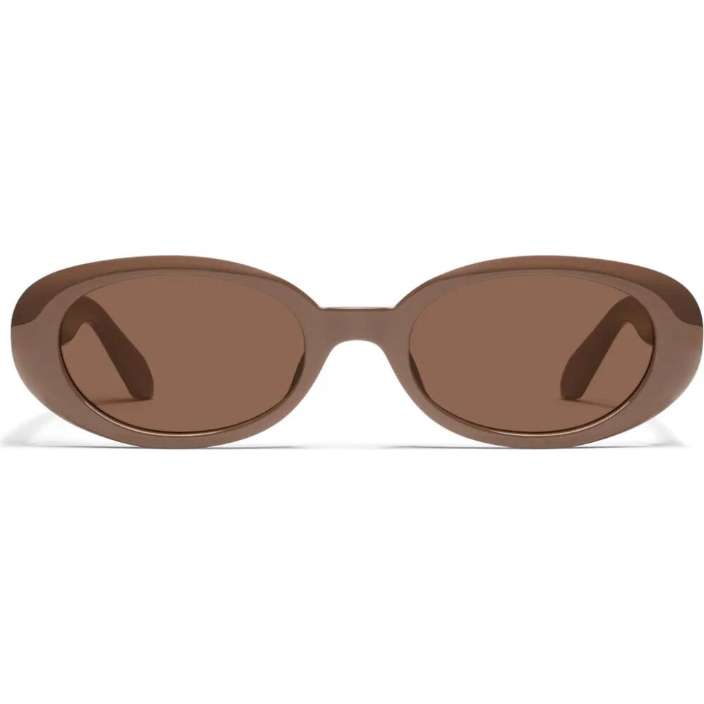 QUAY Felt Cute 52mm Gradient Small Oval Sunglasses in Doe /Brown Cover