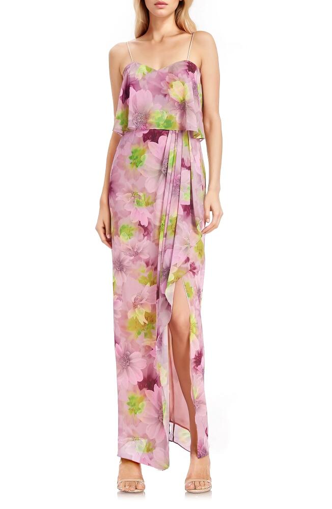 Jewel Badgley Mischka Floral Popover Strapless Gown in Pink Multi Cover