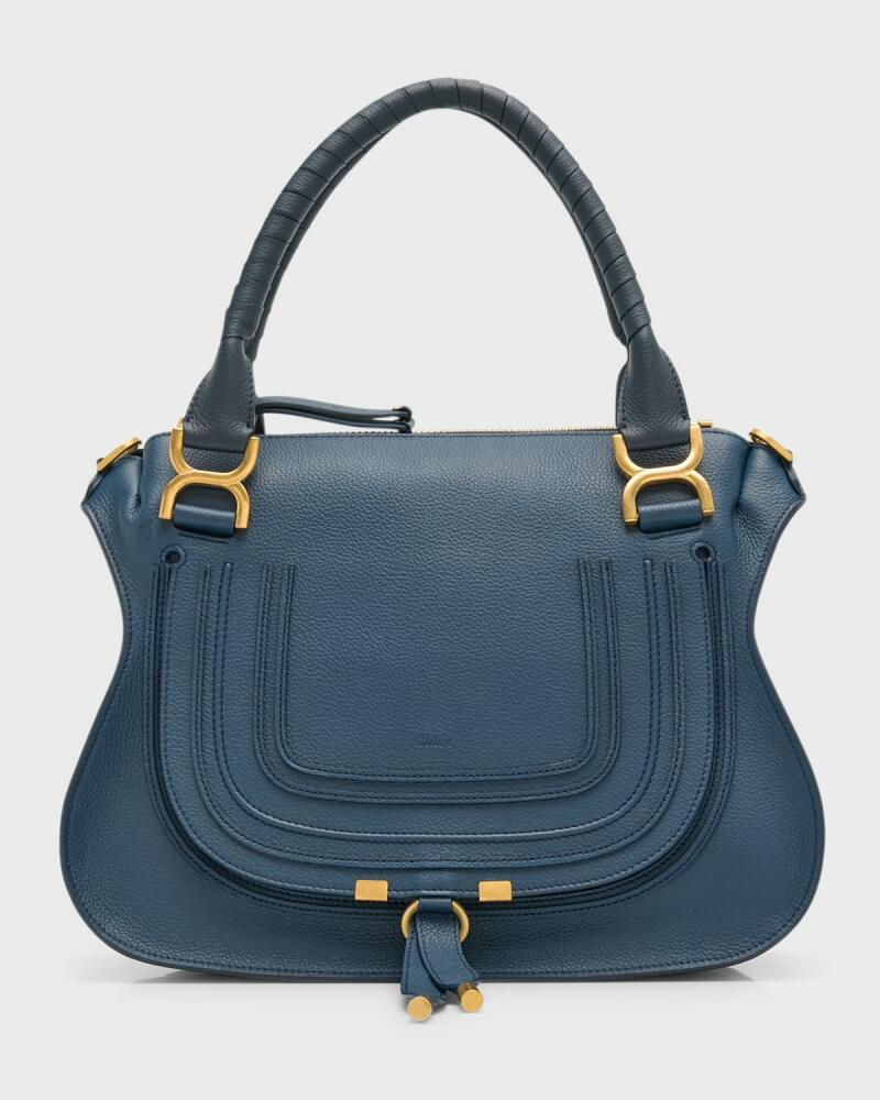 Chloe Marcie Medium Double Carry Satchel Bag in Grained Leather Cover