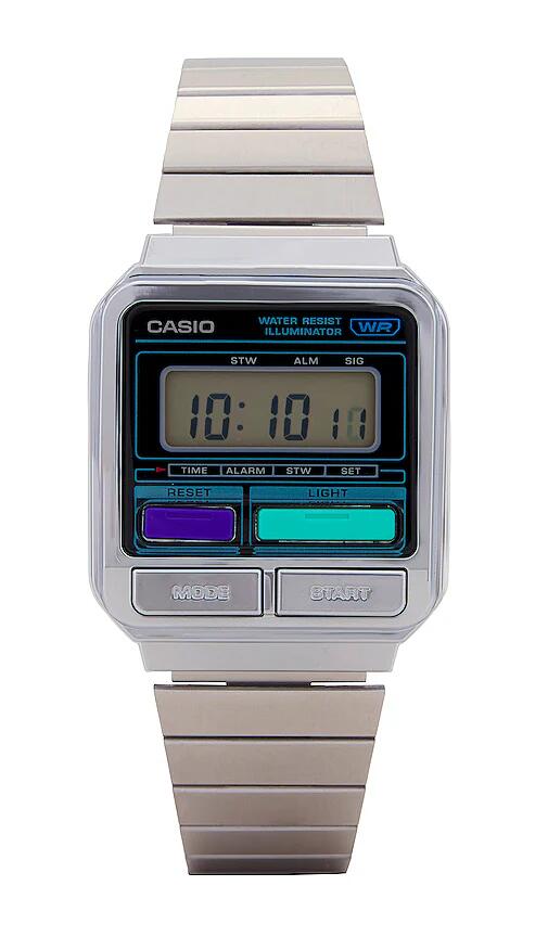 Casio A120 Series Watch in Metallic Silver Cover