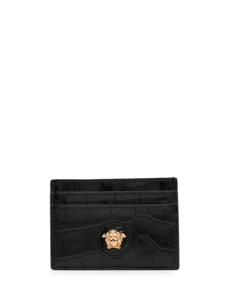 Versace Medusa plaque crocodile-effect cardholder - Black Cover