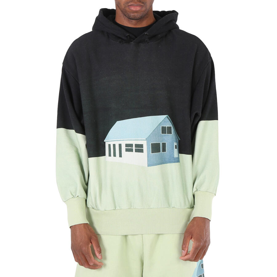 Undercover Mens Black House Graphic-Print Hoodie Cover