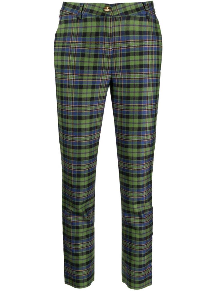 Vivienne Westwood slim-cut plaid-check wool trousers - Green Cover