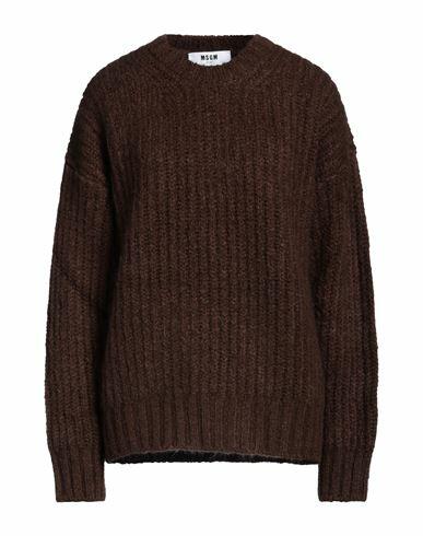 Msgm Woman Sweater Brown Acrylic, Mohair wool, Wool, Polyamide Cover