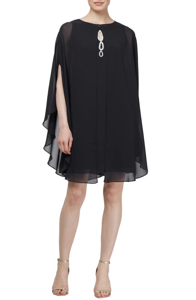 SL FASHIONS Two-Piece Cape Cocktail Dress in Black Cover