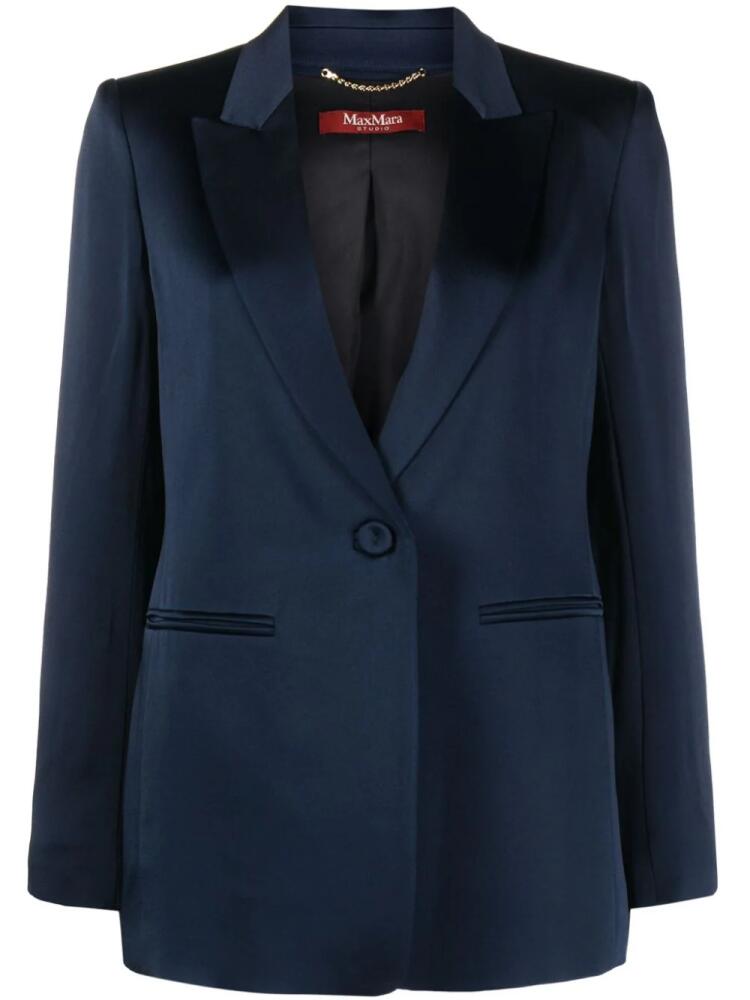 'S Max Mara single-breasted satin-finish blazer - Blue Cover