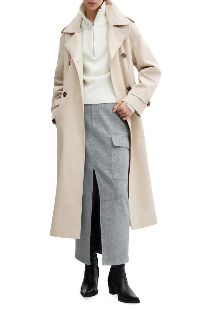 MANGO Angela Belted Trench Coat in Grey Stone Cover