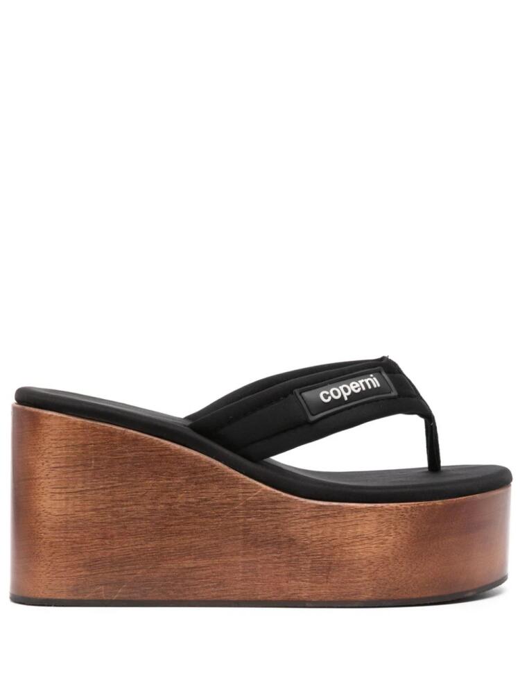 Coperni logo-patch wooded-platform sandals - Black Cover