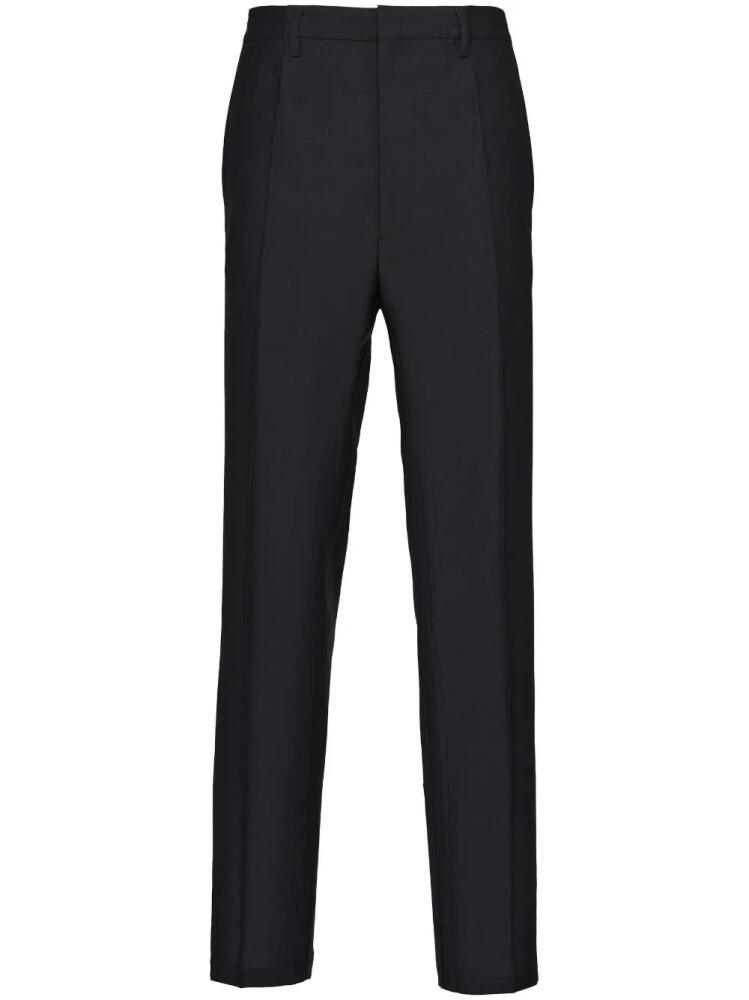 Prada triangle-logo wool-mohair trousers - Black Cover